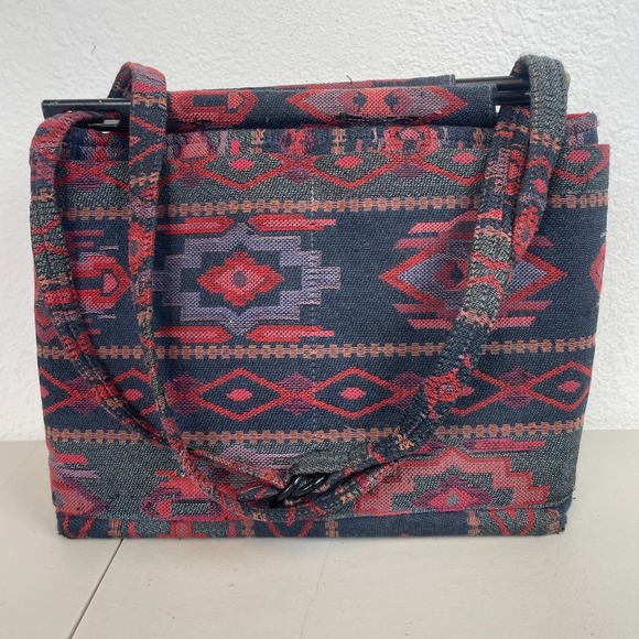 Toby weston Handbags - Vintage Toby Weston Purse Handbag Red Aztec Tribal Tapestry Shoulder Bag USA